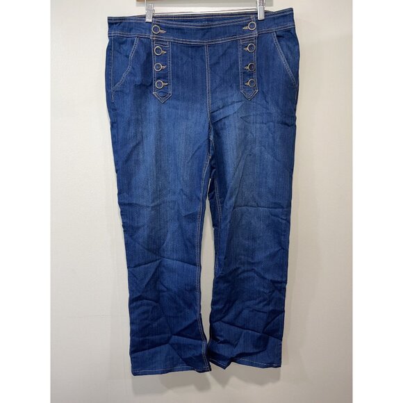 Maurices Women's‎ Denim Sailor Button Pants, Size 18 - Picture 1 of 7